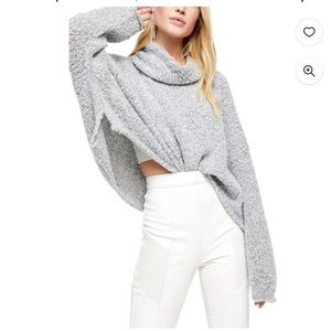 Free People BFF Cowl Neck Sweater Heather Grey Size L